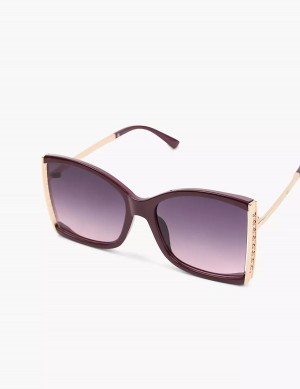 Lane Bryant Wine With Goldtone Hinge Square Women Sunglasses Burgundy | QLQ2164DU