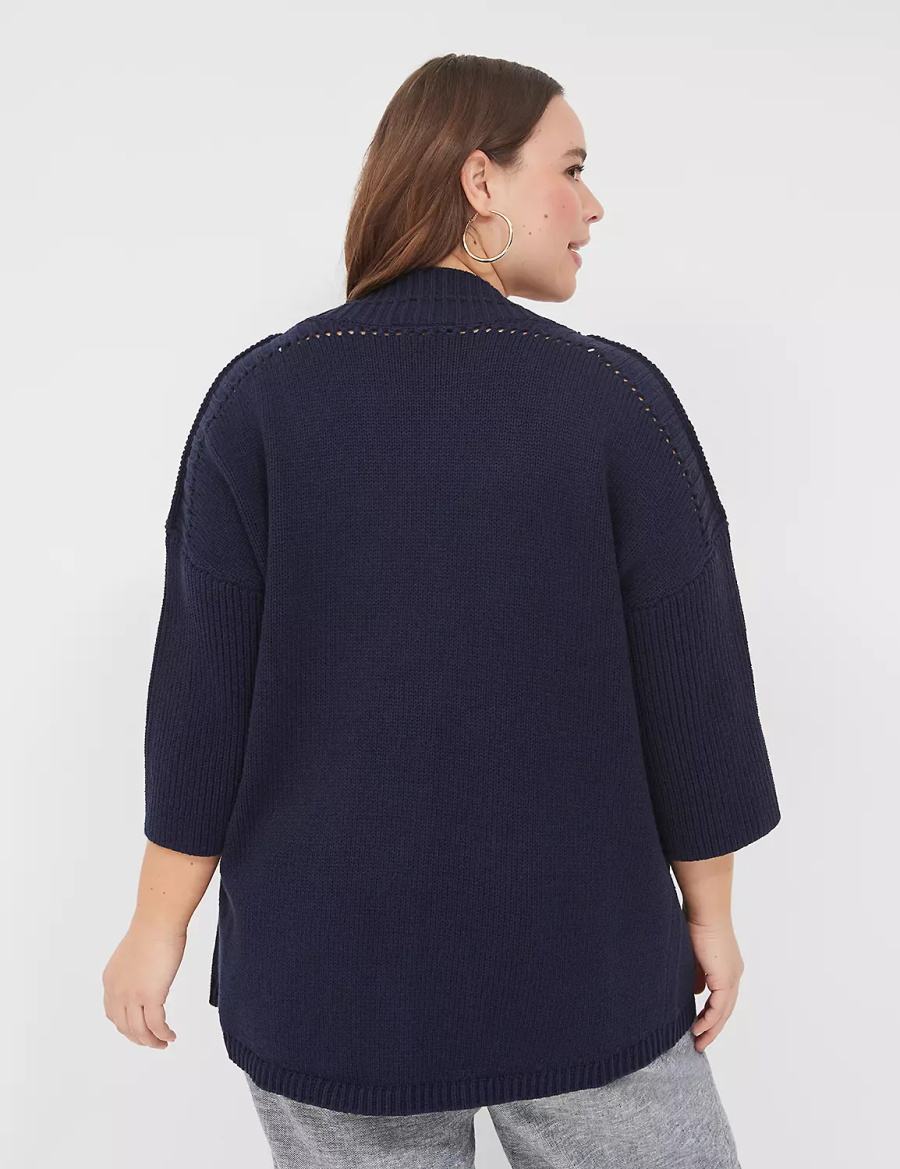 Lane Bryant 3/4-Sleeve Open-Front Shrug Women Sweaters Blue | OND740LP