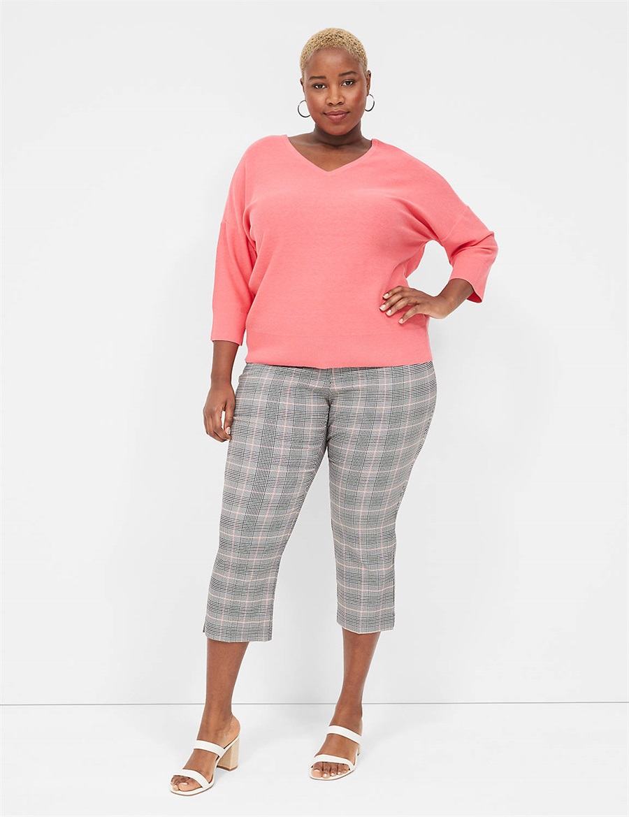 Lane Bryant 3/4-Sleeve V-Neck Women Sweaters Coral | EXI9958DH