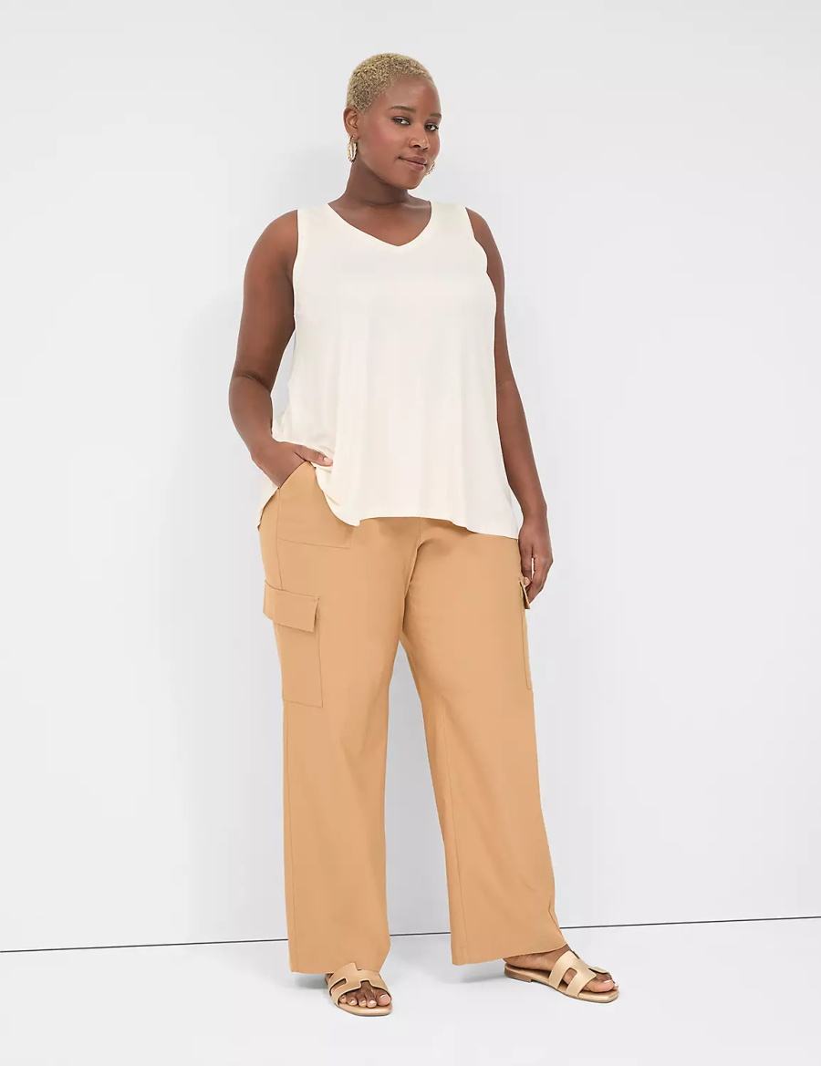 Lane Bryant 4-Season Pull-On Straight Cargo Women Pants Brown | MRF2968PL