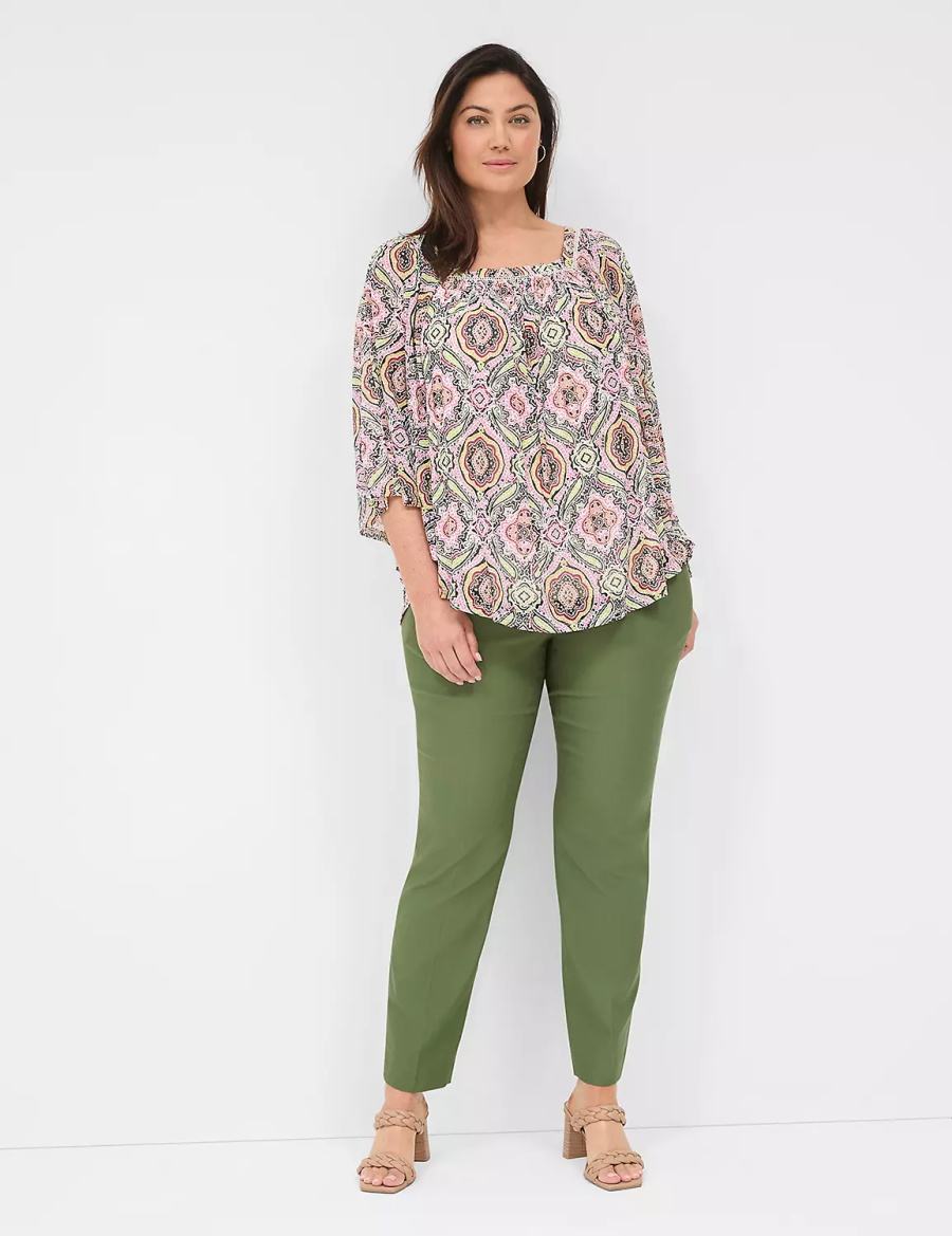 Lane Bryant 4-Season Slim Ankle Women Pants Brown Green | RPY831HC