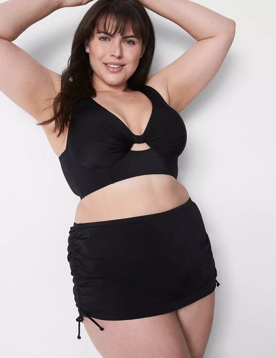 Lane Bryant Adjustable Swim Women Skirts Black | YRG1049HN