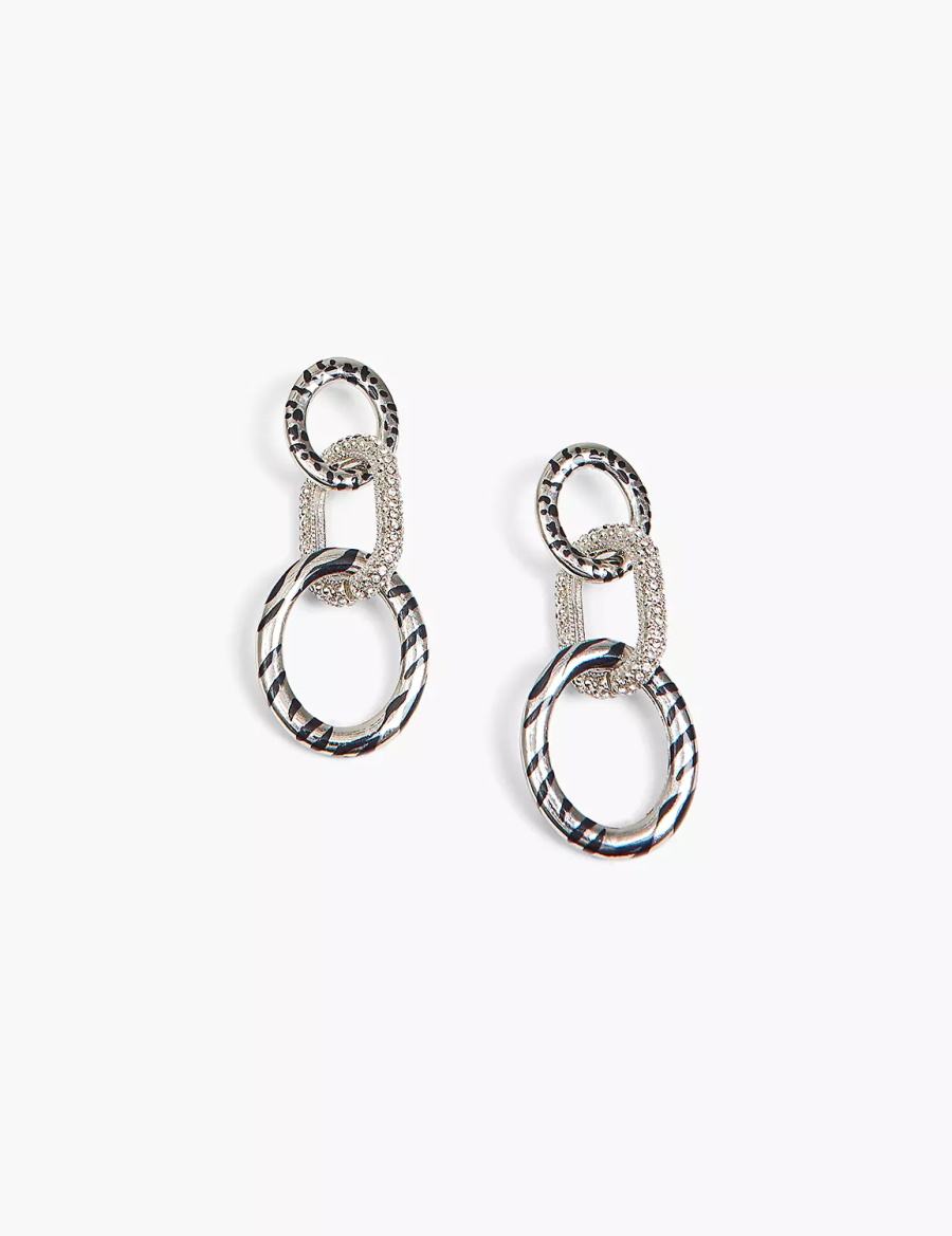 Lane Bryant Animal Print-Link Women Earrings Silver | TSD8371AC