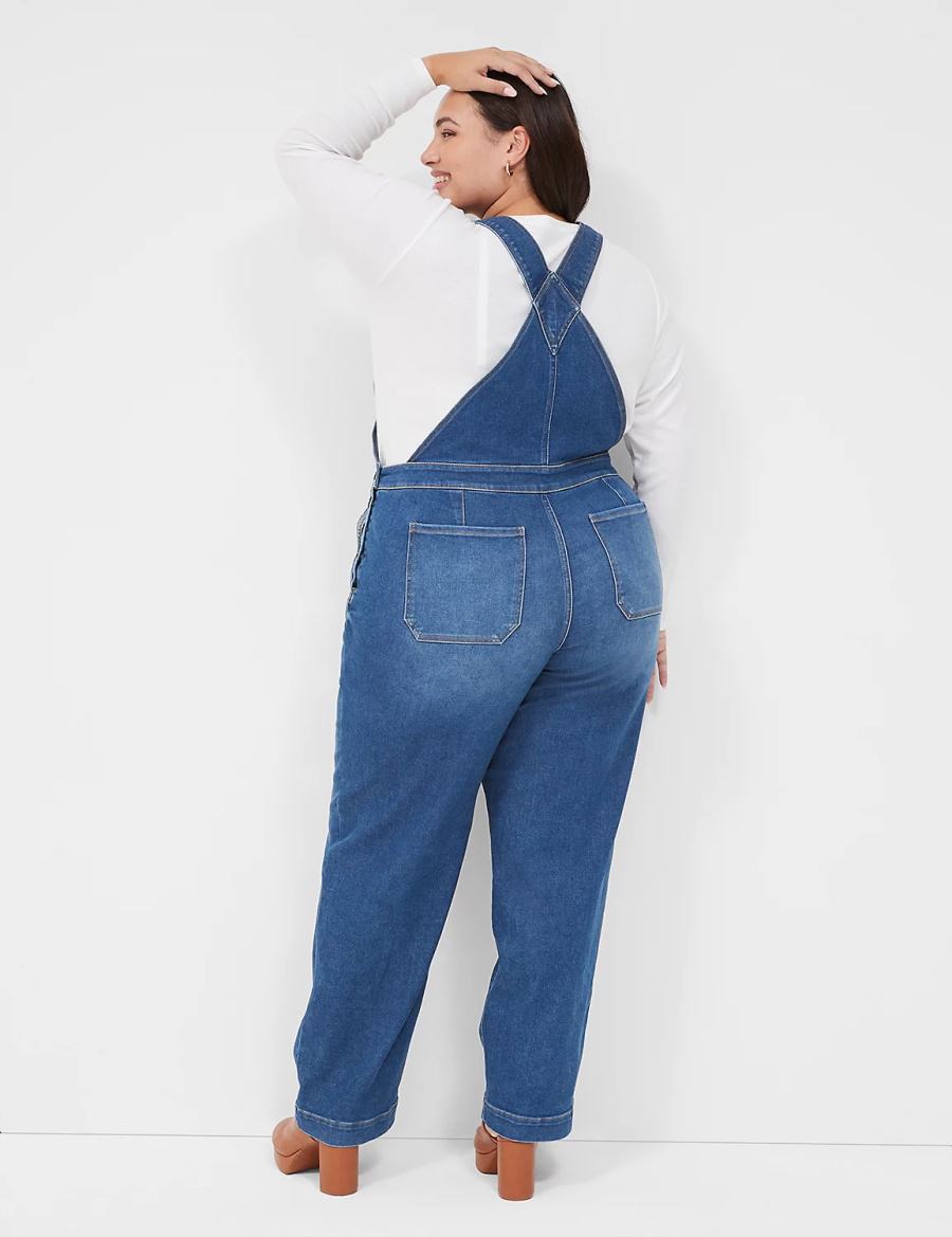 Lane Bryant Authentic Straight Leg Denim Women Overall Blue | XNF6275BZ