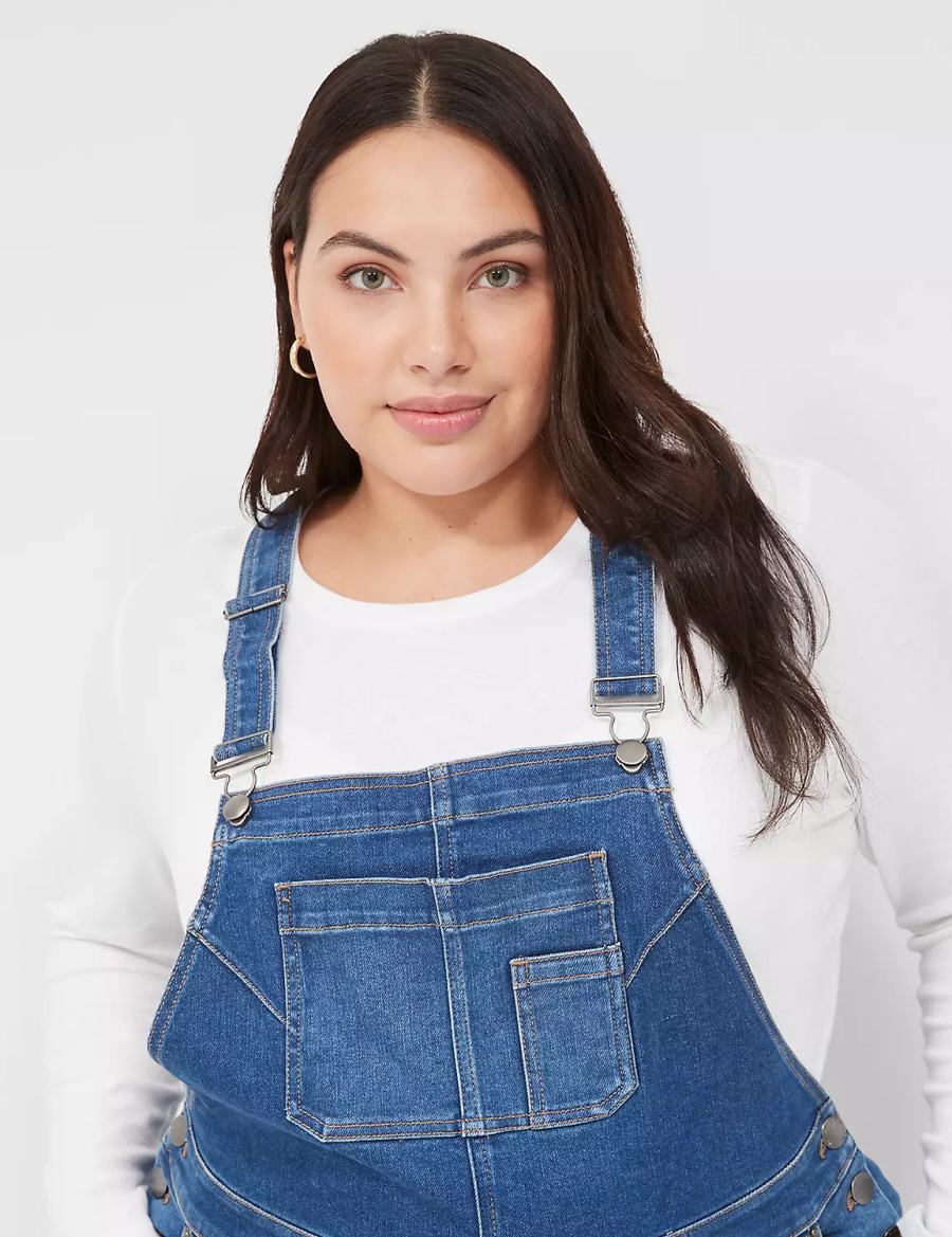 Lane Bryant Authentic Straight Leg Denim Women Overall Blue | XNF6275BZ