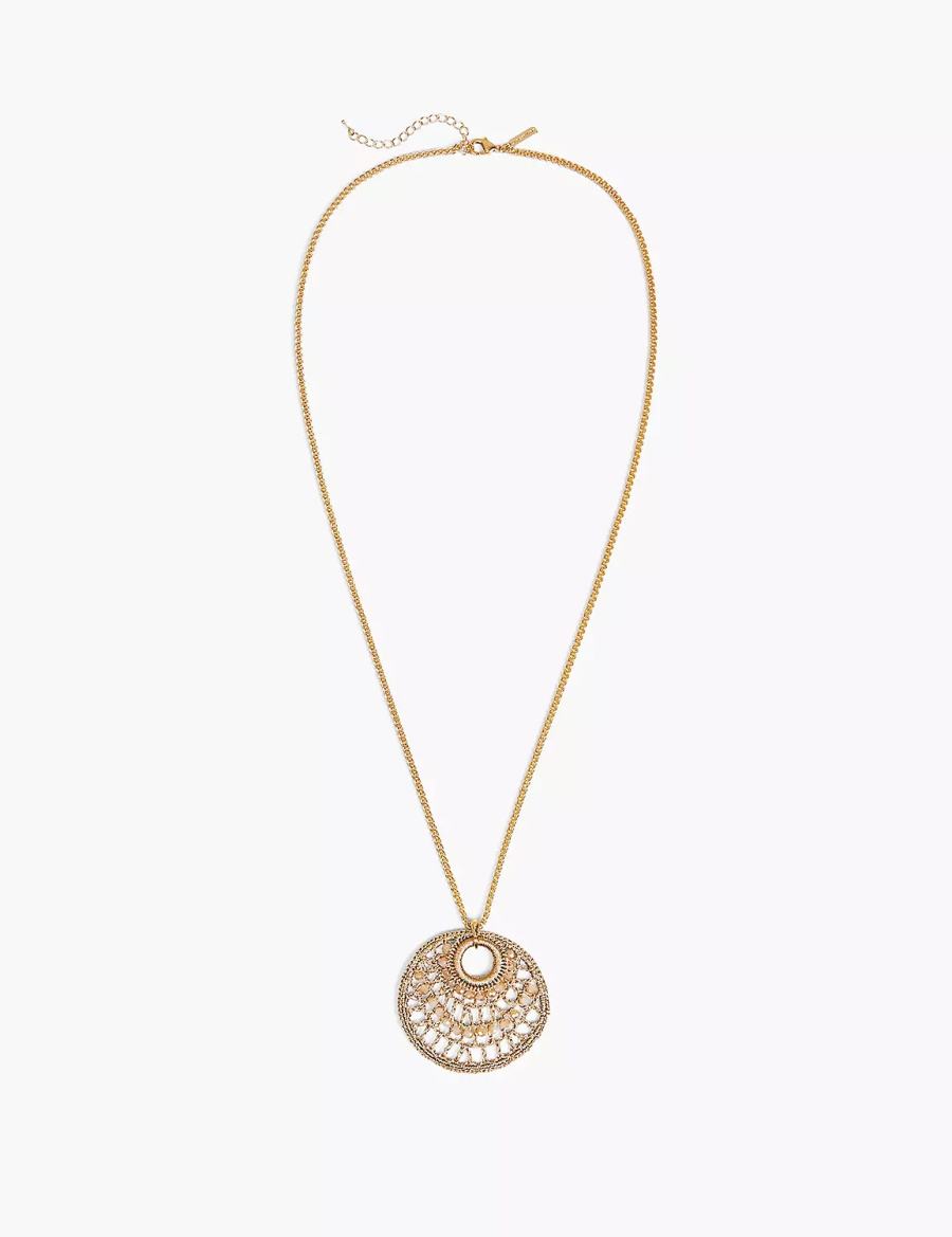 Lane Bryant Beaded Woven Filigree Women Pendant Necklace Gold | GXU421NN