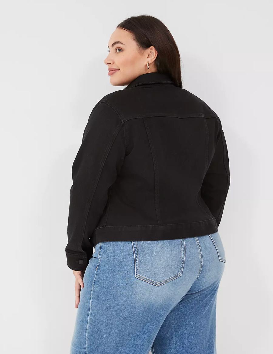 Lane Bryant Black Denim Women Jackets Black | XCP9078MN