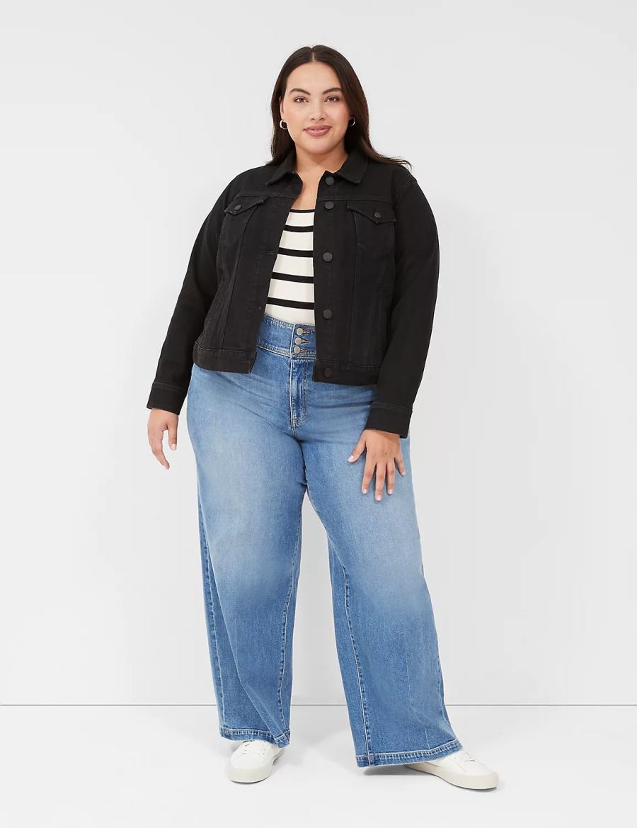 Lane Bryant Black Denim Women Jackets Black | XCP9078MN