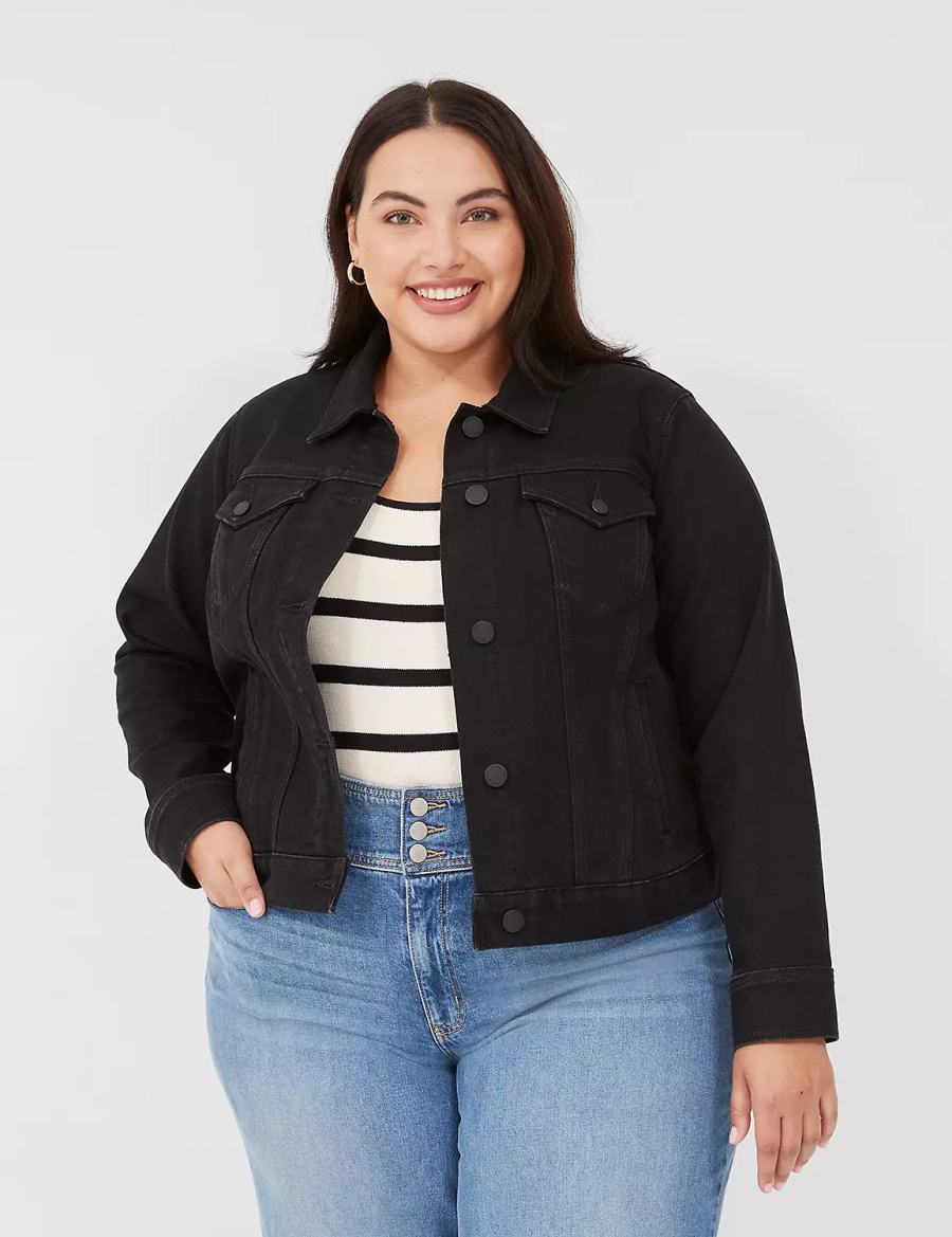 Lane Bryant Black Denim Women Jackets Black | XCP9078MN