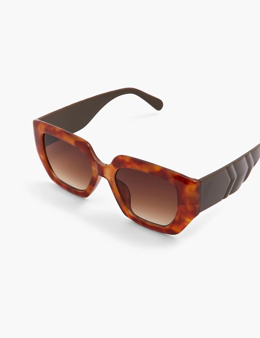 Lane Bryant Blonde Tortoiseshell Print Square Women Sunglasses Brown | JZZ9457YP