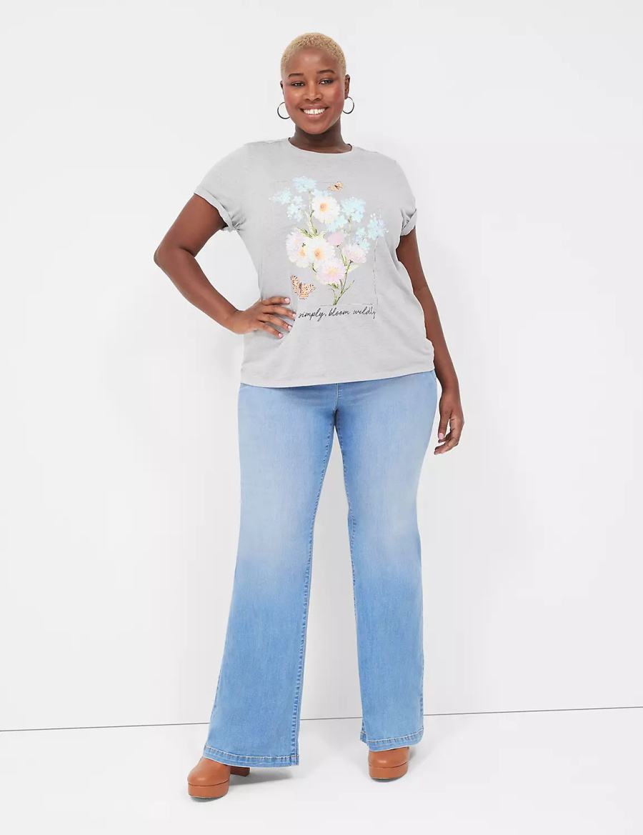 Lane Bryant Bloom Wildly Graphic Tee Women T Shirts Grey | NCA2233CJ