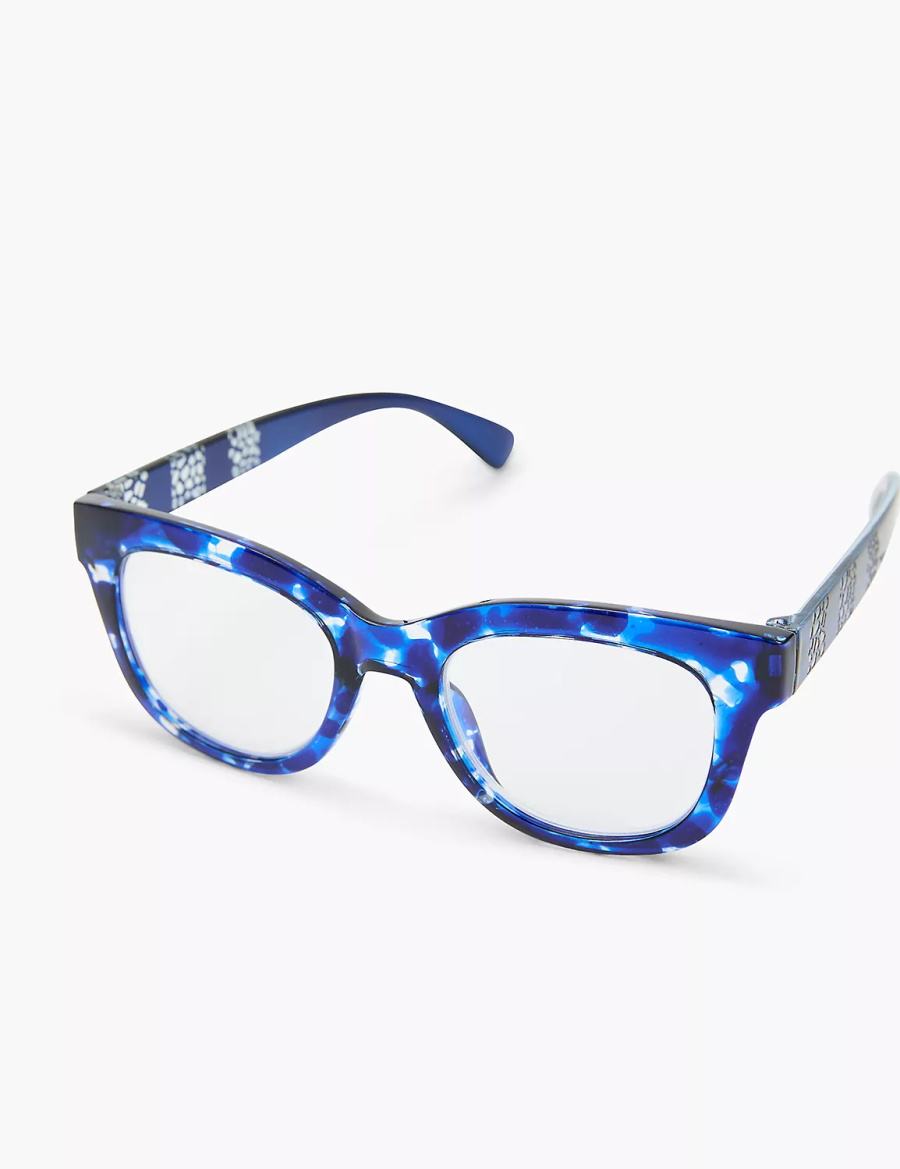 Lane Bryant Blue Animal Print Cateye Reading Women Glasses Blue | AOP5328KO