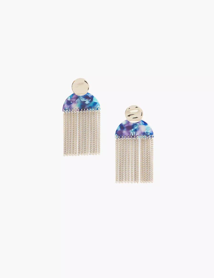 Lane Bryant Blue Tassel Drop Women Earrings Silver | PQK2349MC