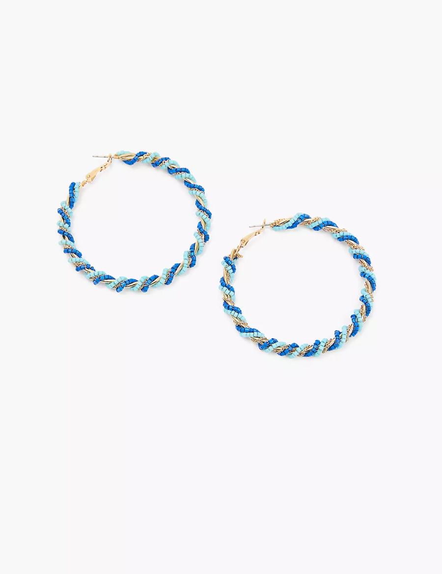 Lane Bryant Blue Twisted Women Hoop Earrings Gold | VDG685GF