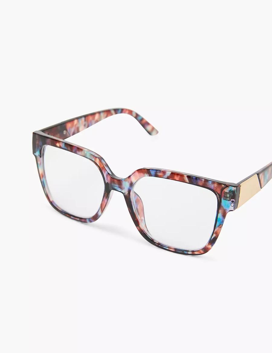 Lane Bryant Blue & Purple Tortoiseshell Print Cateye Reading Women Glasses Blue | UHS9670SS