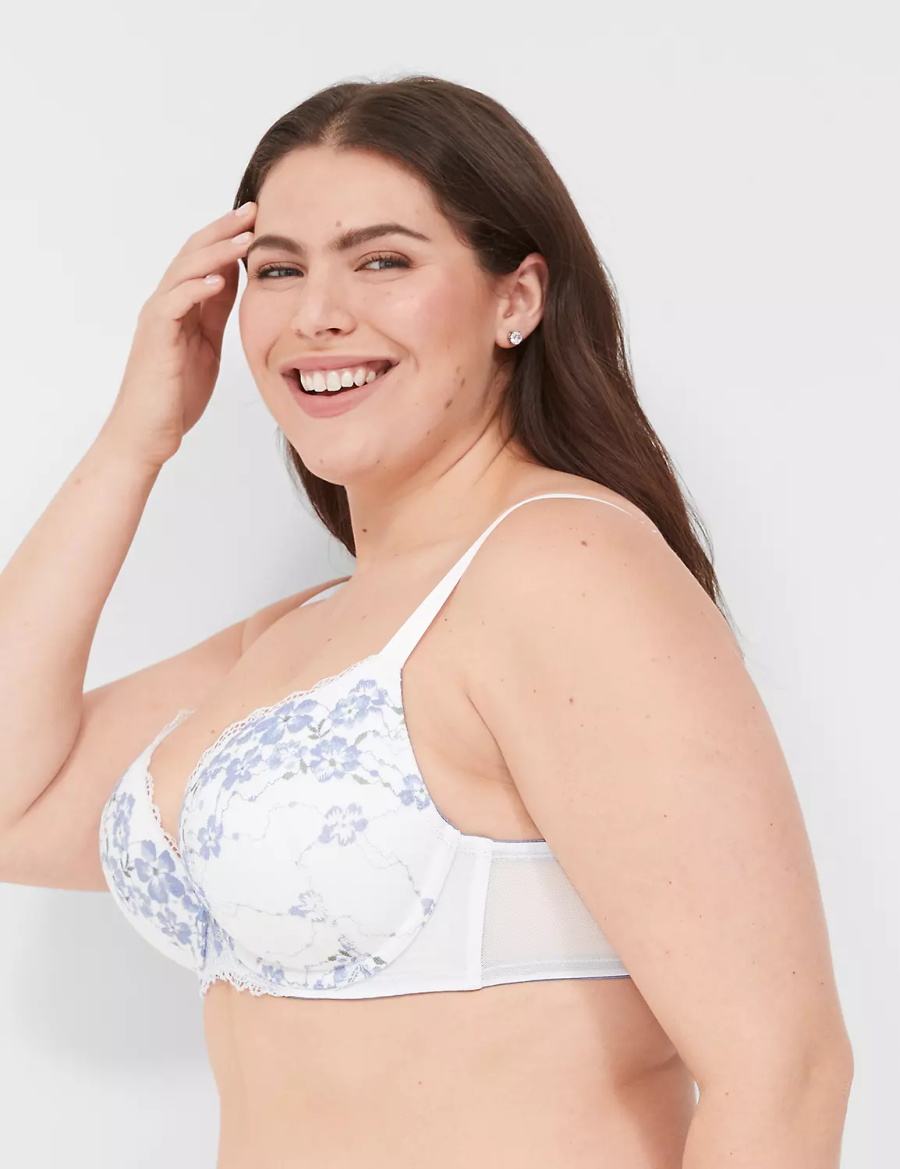 Lane Bryant Boost Plunge With Lace Women Bralettes White | GYG2548OQ