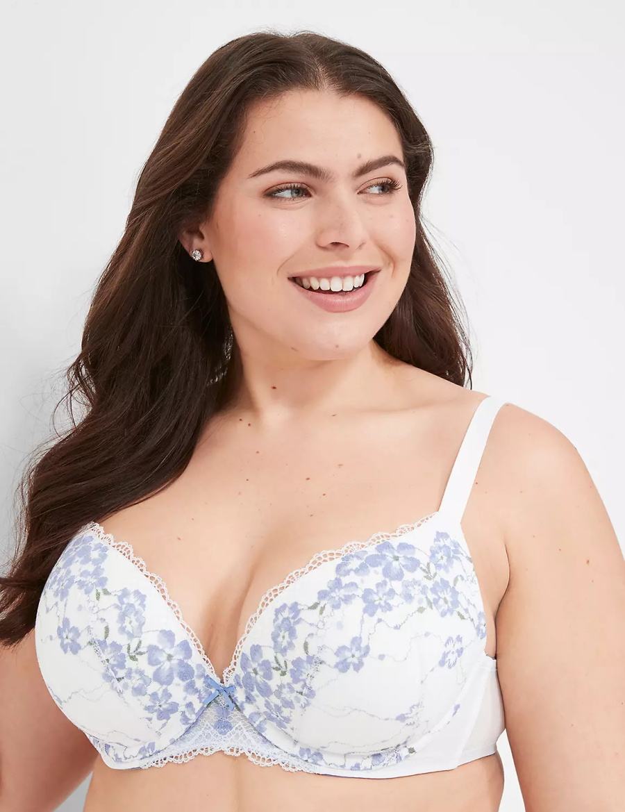 Lane Bryant Boost Plunge With Lace Women Bralettes White | GYG2548OQ