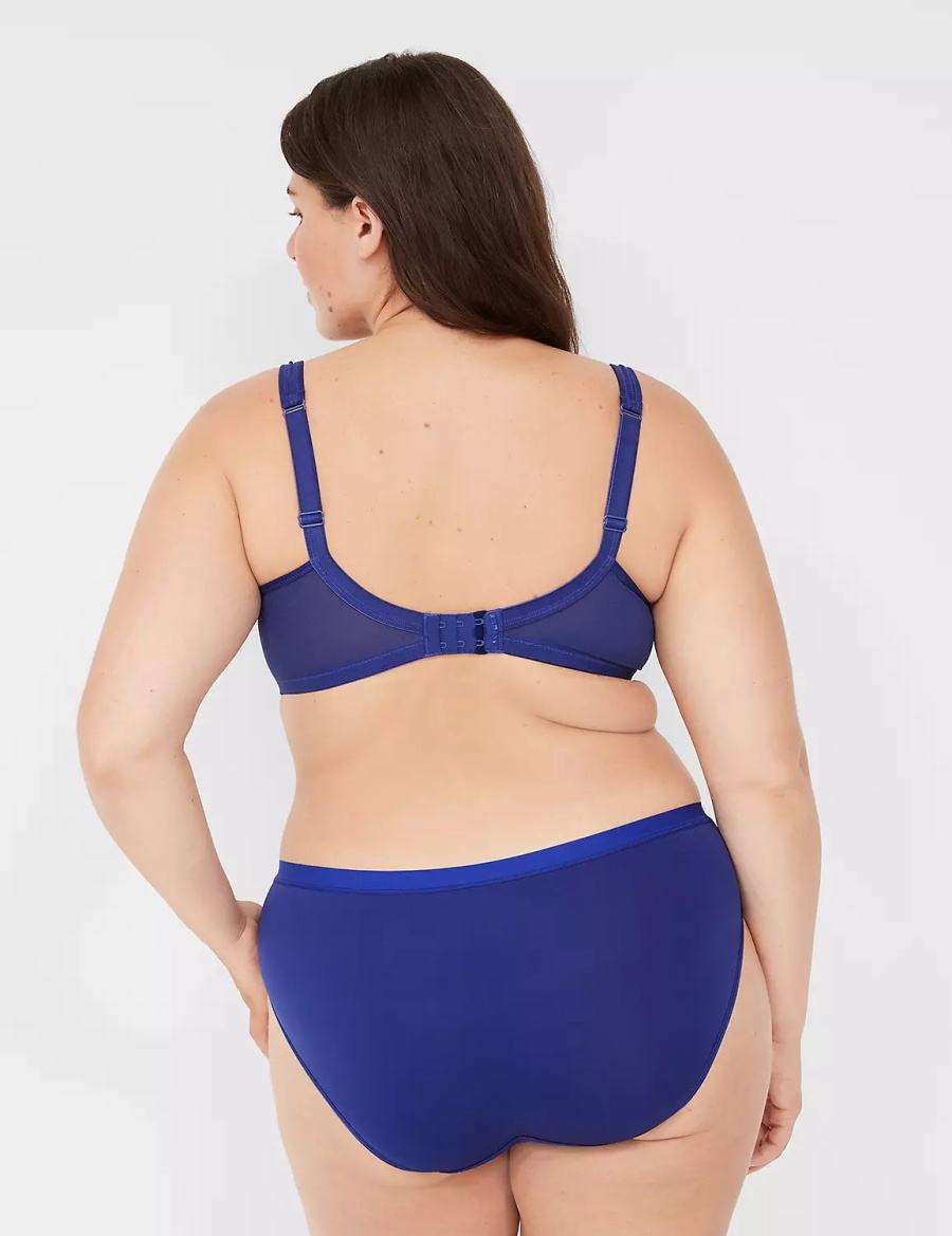 Lane Bryant Boost Plunge With Lace Women Bralettes Blue | WZU4889UO