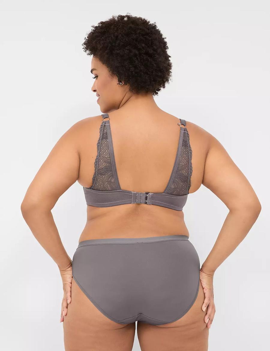 Lane Bryant Boost Plunge With Lace Women Bralettes Dark Grey | JUW8370QJ