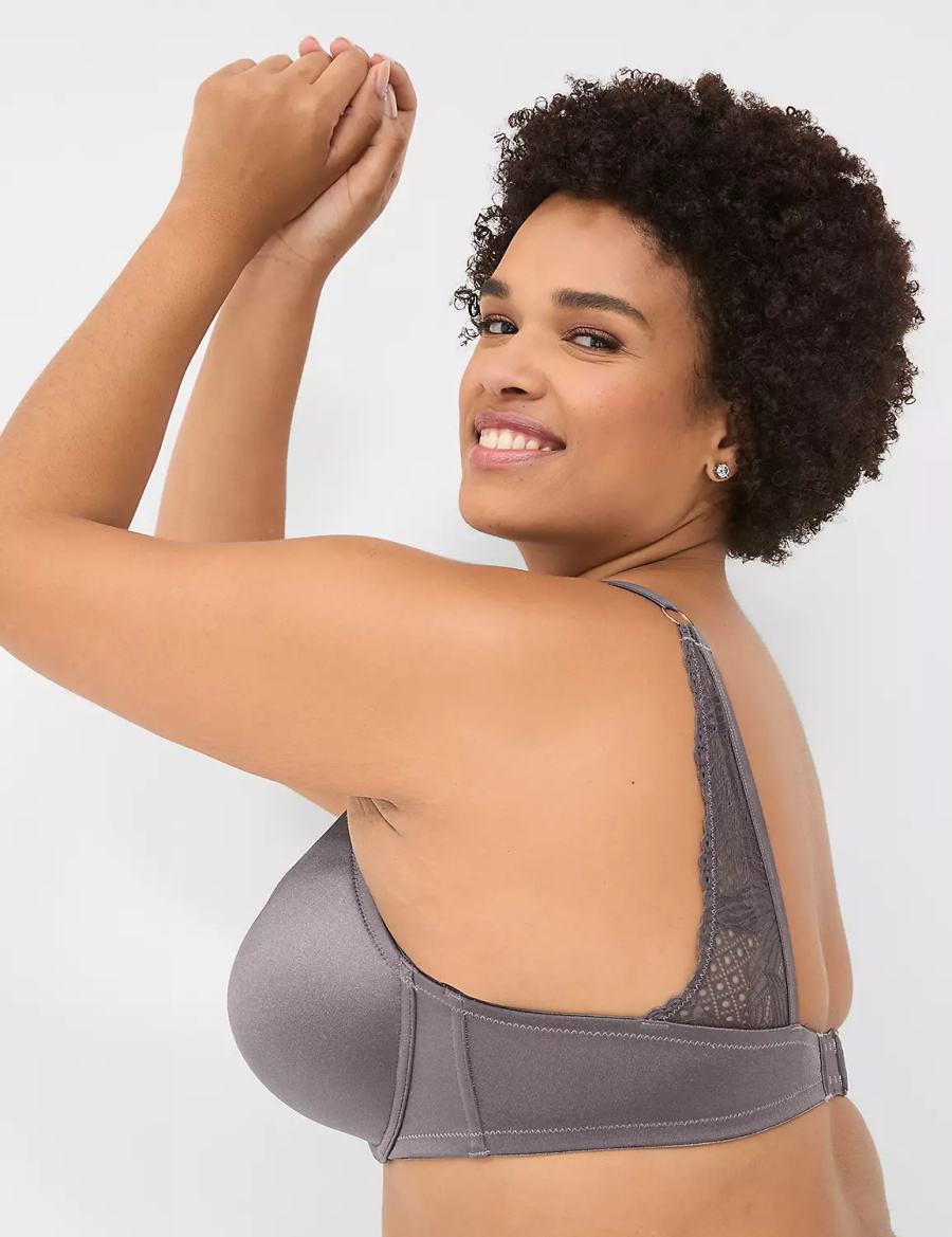 Lane Bryant Boost Plunge With Lace Women Bralettes Dark Grey | JUW8370QJ