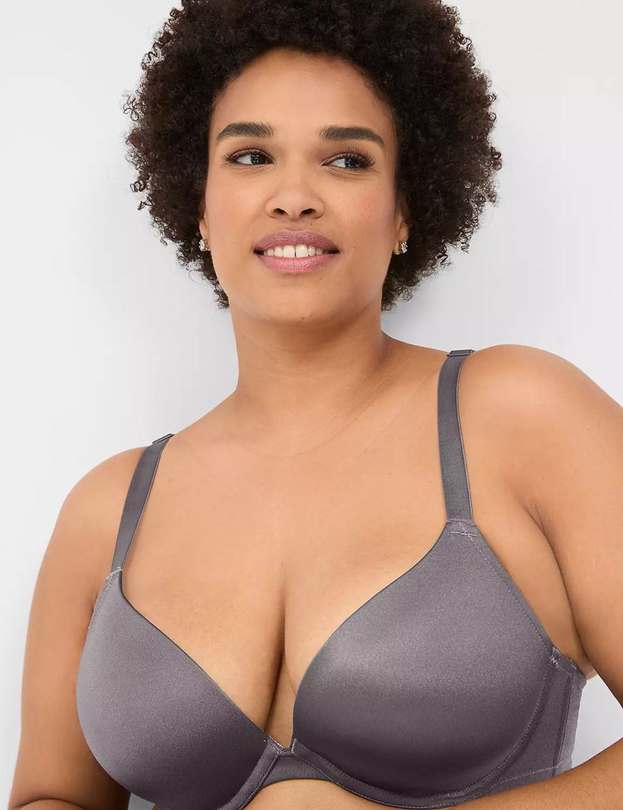 Lane Bryant Boost Plunge With Lace Women Bralettes Dark Grey | JUW8370QJ