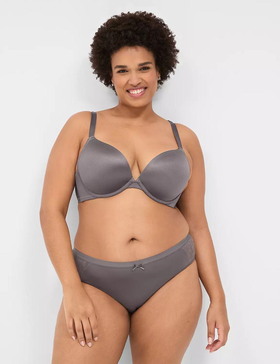 Lane Bryant Boost Plunge With Lace Women Bralettes Dark Grey | JUW8370QJ