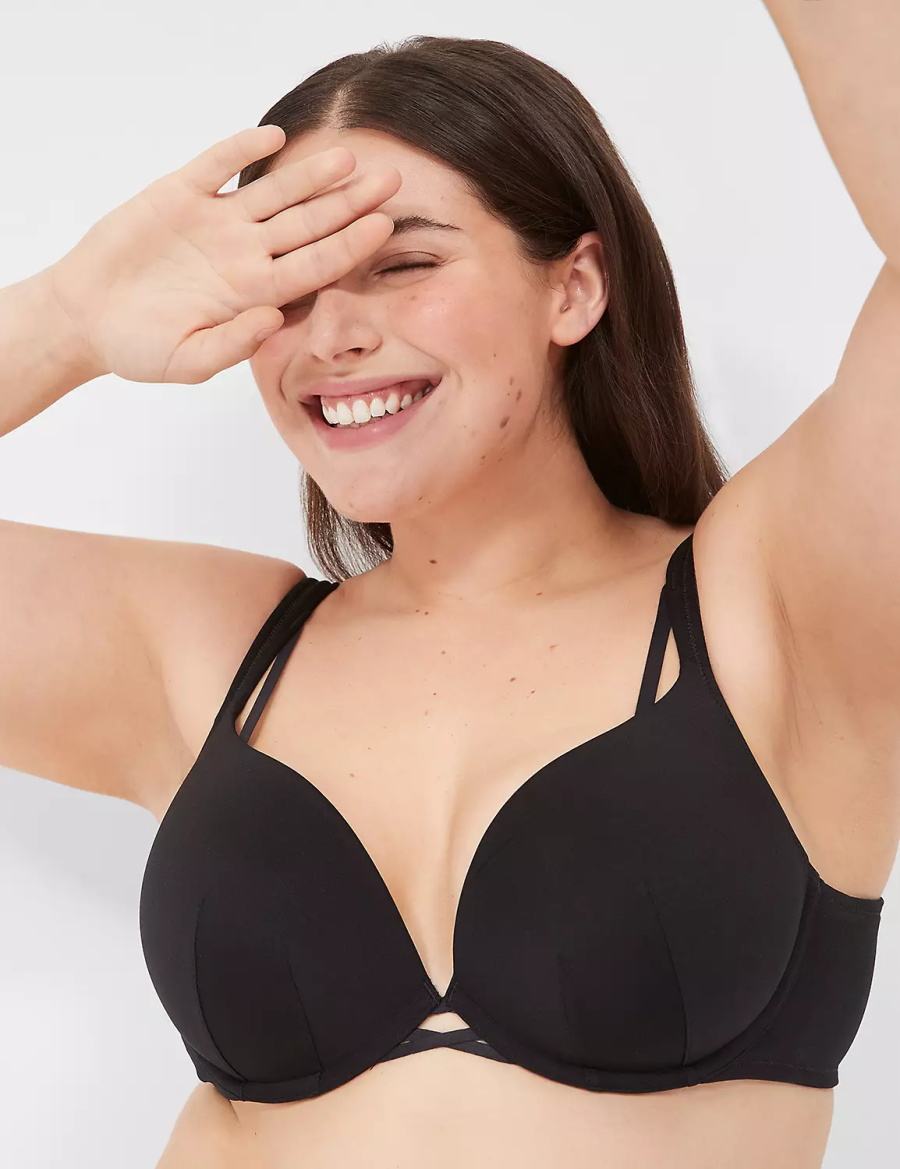 Lane Bryant Boost Plunge Women Bralettes Black | DEF1545HG