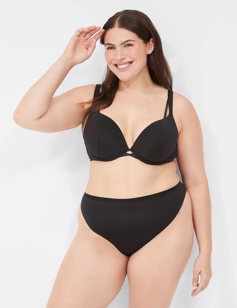 Lane Bryant Boost Plunge Women Bralettes Black | DEF1545HG