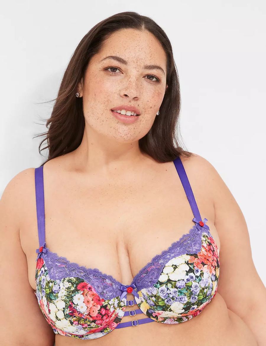 Lane Bryant Boost Women Balconette Bra Purple Multicolor | IHD2724VY