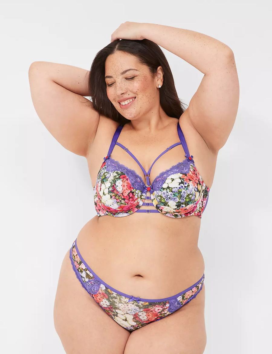 Lane Bryant Boost Women Balconette Bra Purple Multicolor | IHD2724VY