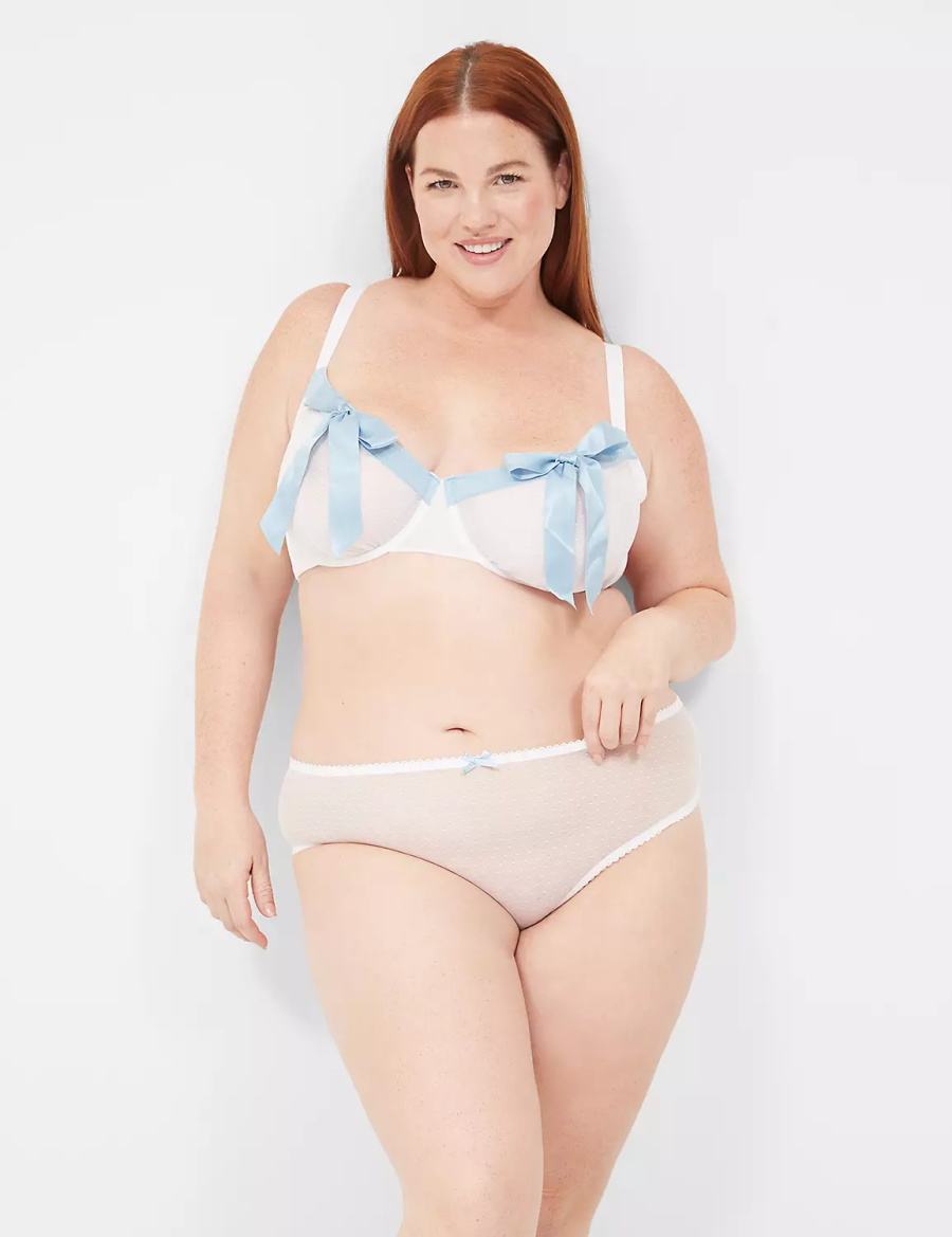 Lane Bryant Bow-Back Sheer Women Briefs White | UIT7259AM