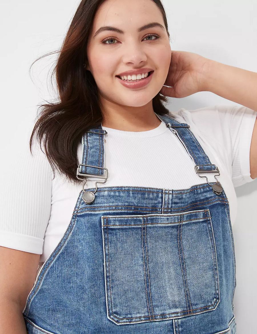 Lane Bryant Boyfriend Denim Women Overall Blue | UXQ9125XF