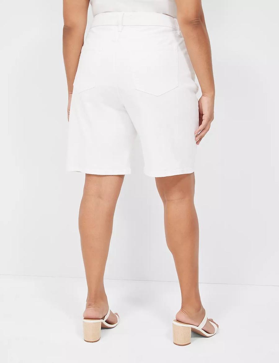 Lane Bryant Boyfriend Fit Bermuda Jean Women Shorts White | RCW3370GT