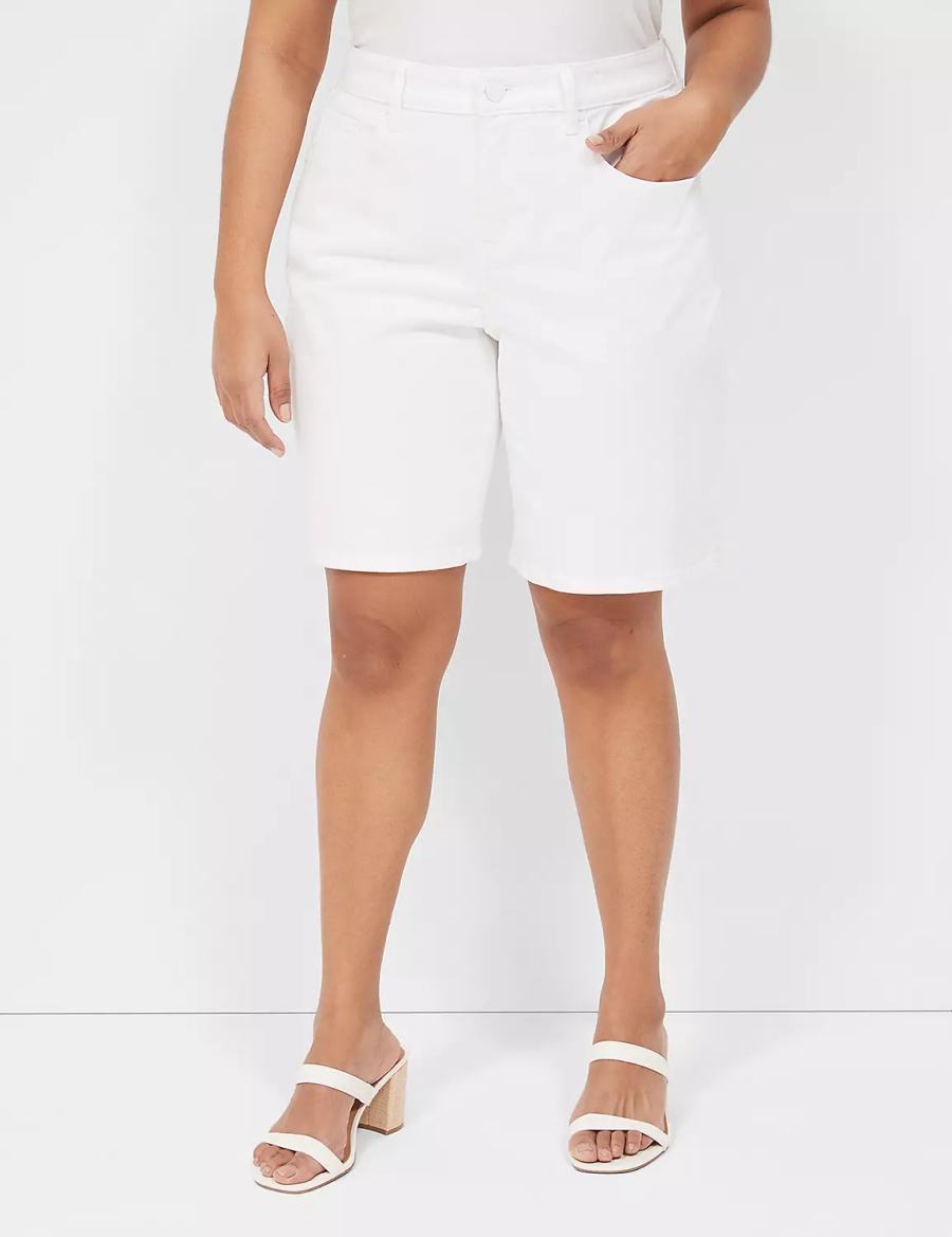 Lane Bryant Boyfriend Fit Bermuda Jean Women Shorts White | RCW3370GT