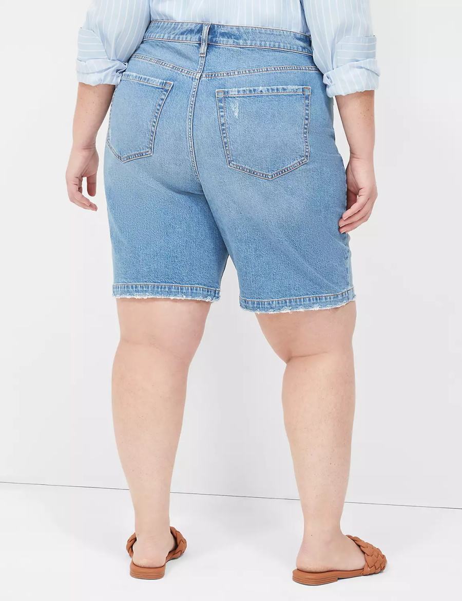 Lane Bryant Boyfriend Fit Bermuda Jean Women Shorts Blue | KTV2864BA