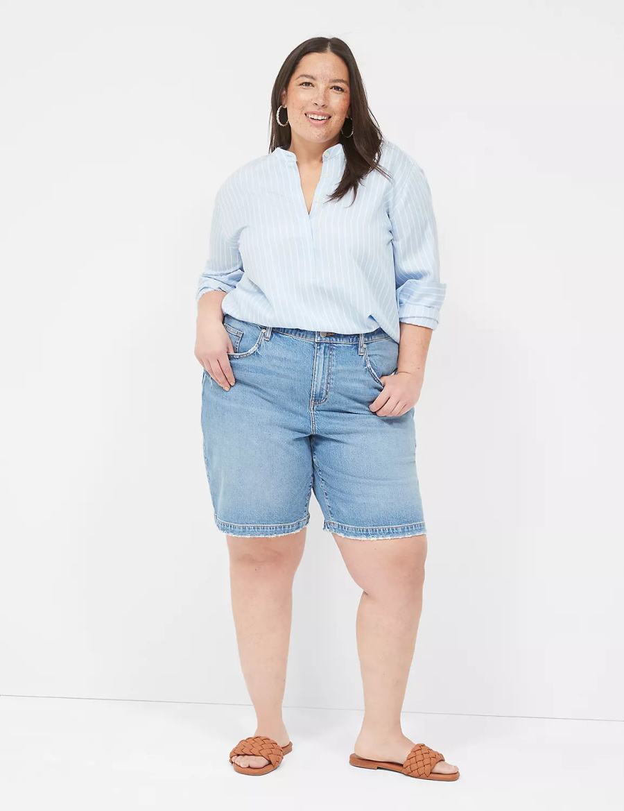 Lane Bryant Boyfriend Fit Bermuda Jean Women Shorts Blue | KTV2864BA