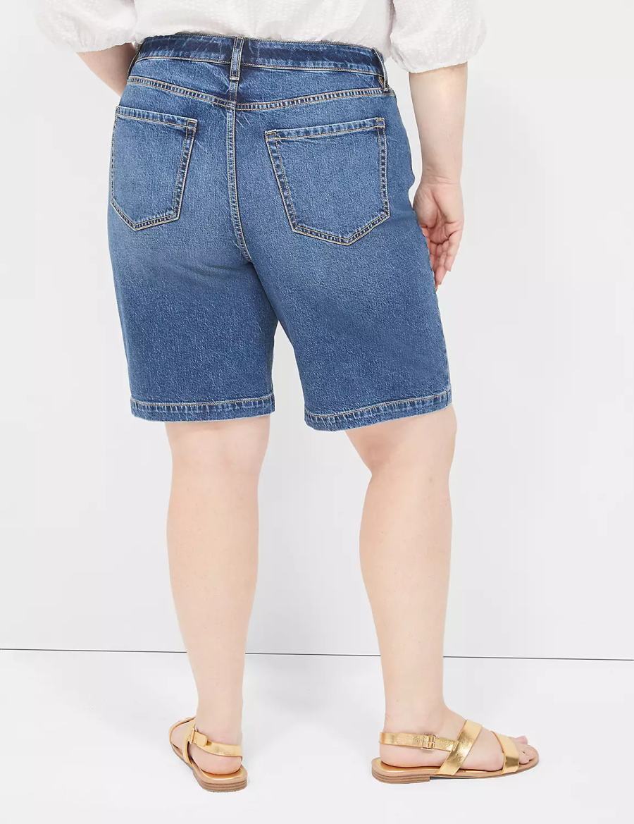 Lane Bryant Boyfriend Fit Bermuda Jean Women Shorts Blue | QON2596KQ