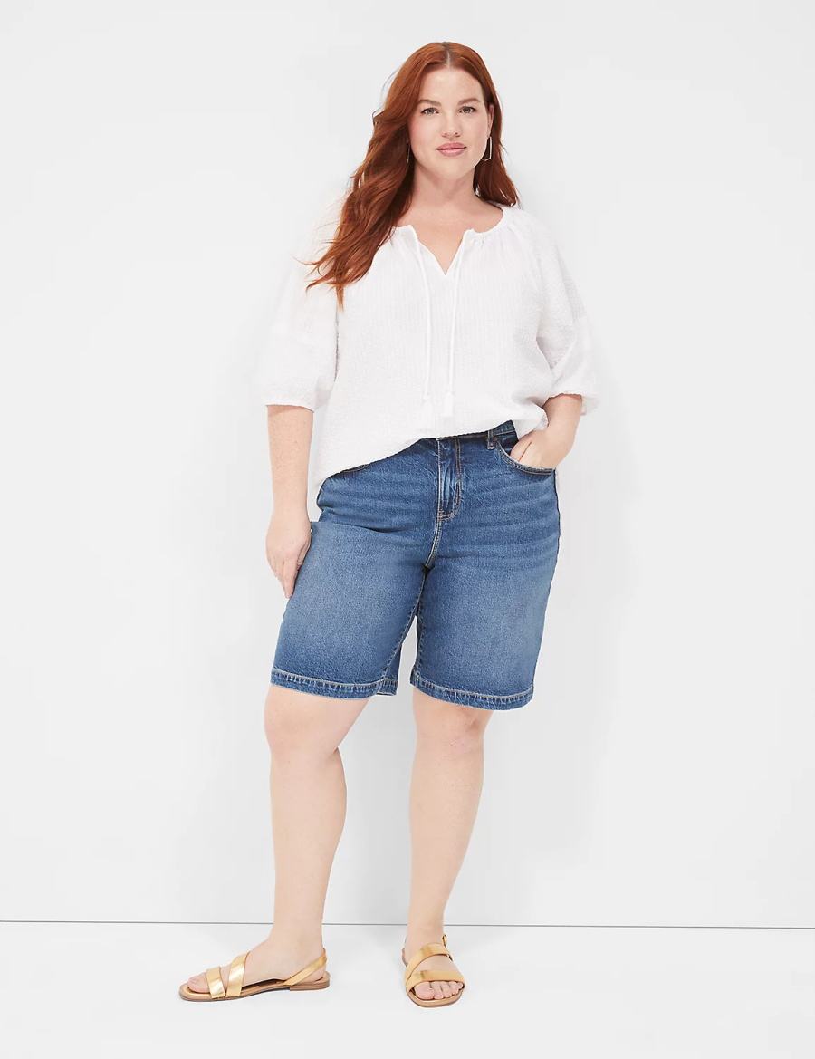 Lane Bryant Boyfriend Fit Bermuda Jean Women Shorts Blue | QON2596KQ