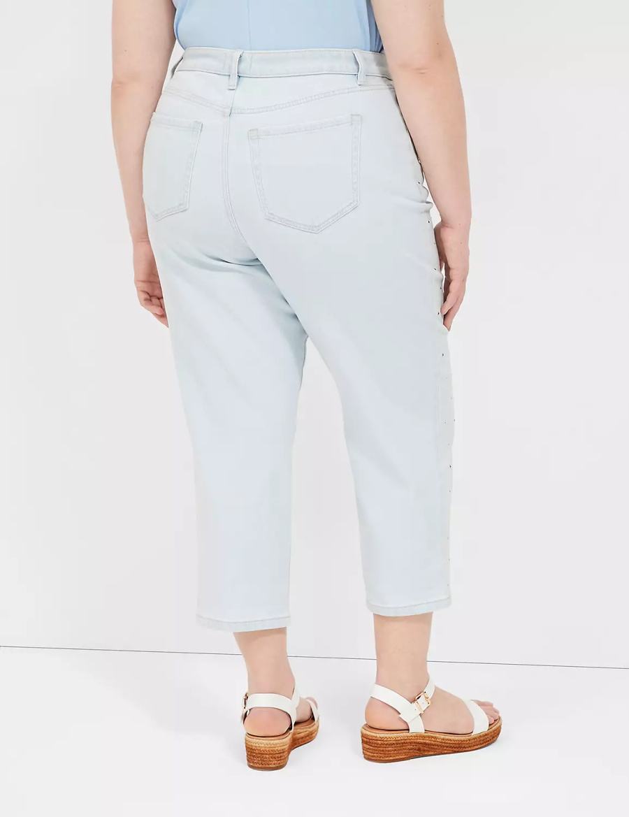 Lane Bryant Boyfriend Fit Capri With Rhinestone Embellishments Women Jeans Light Blue | FMG9997YW