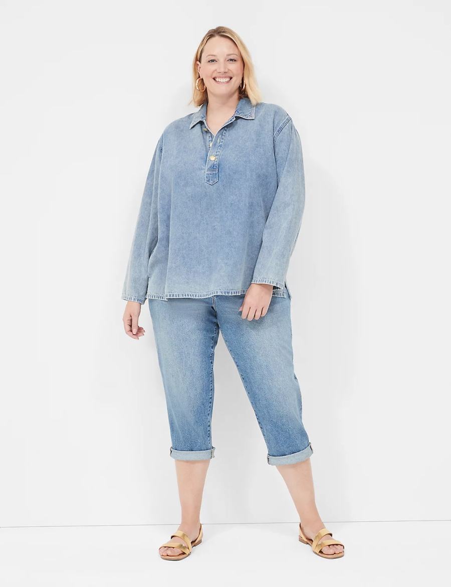 Lane Bryant Boyfriend Fit Capri Women Jeans Blue | KUL999XR