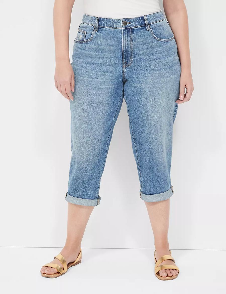 Lane Bryant Boyfriend Fit Capri Women Jeans Blue | KUL999XR