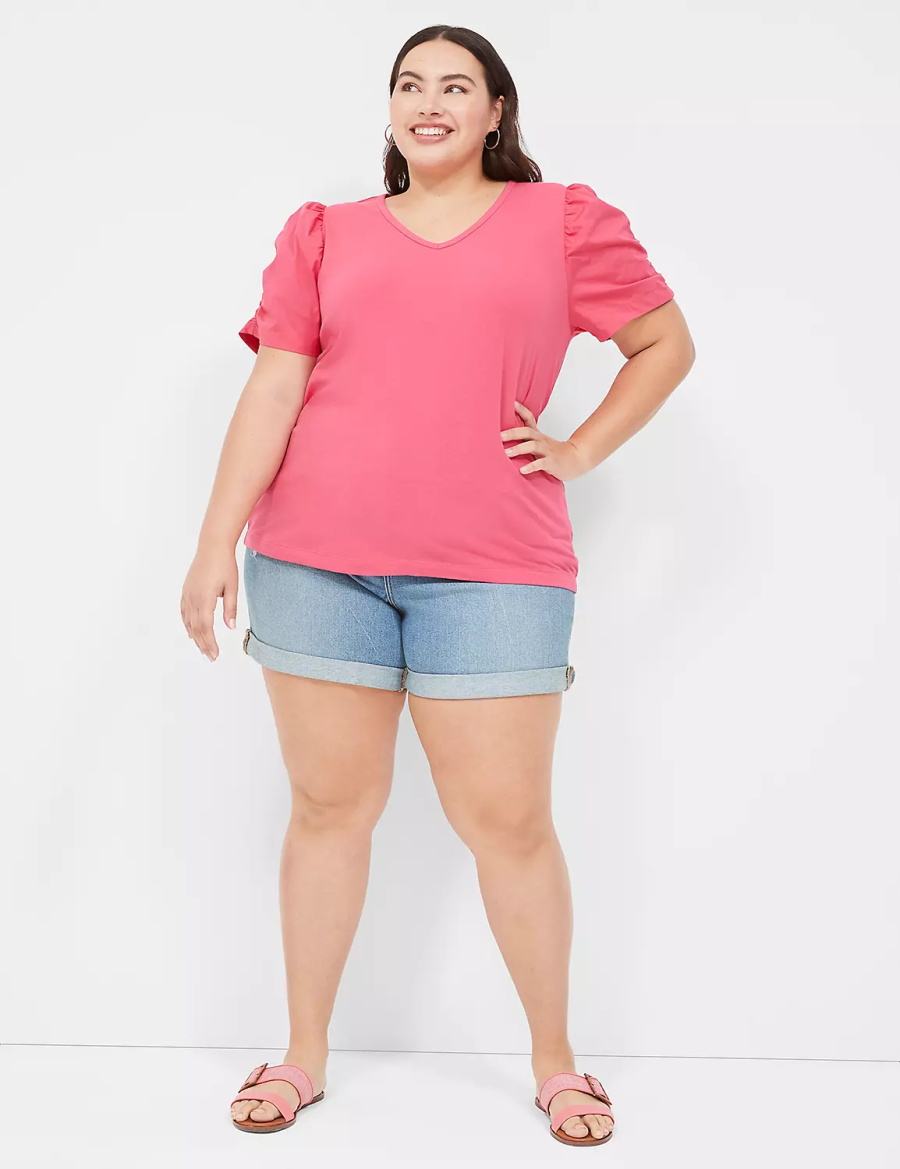 Lane Bryant Boyfriend Fit Jean Women Shorts Blue | QNV6790DH