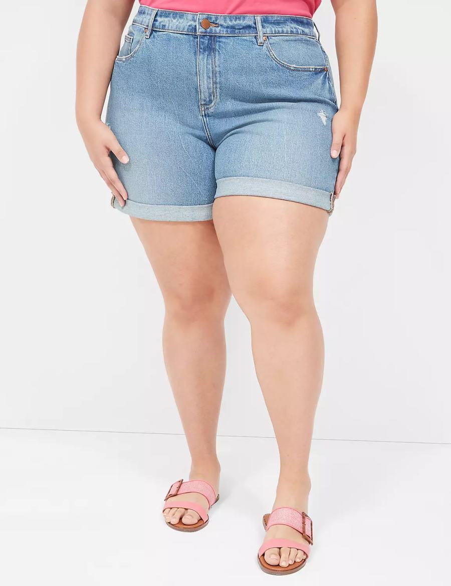 Lane Bryant Boyfriend Fit Jean Women Shorts Blue | QNV6790DH