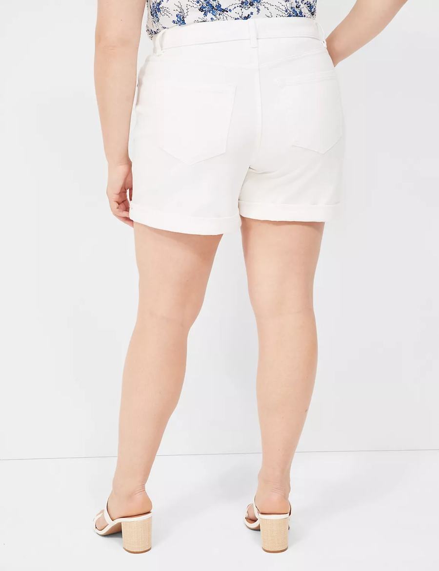 Lane Bryant Boyfriend Fit Midi Jean Women Shorts White | VMU5434FW