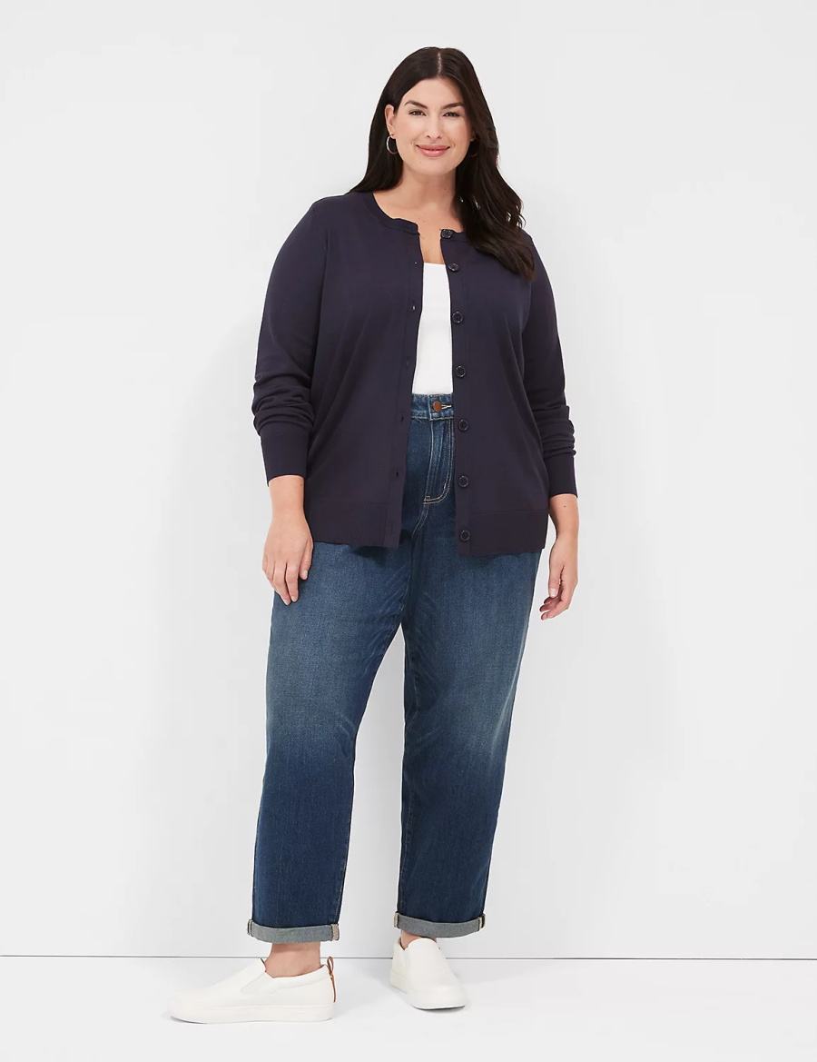 Lane Bryant Boyfriend Fit Women Jeans Dark Blue | OGC7418HP