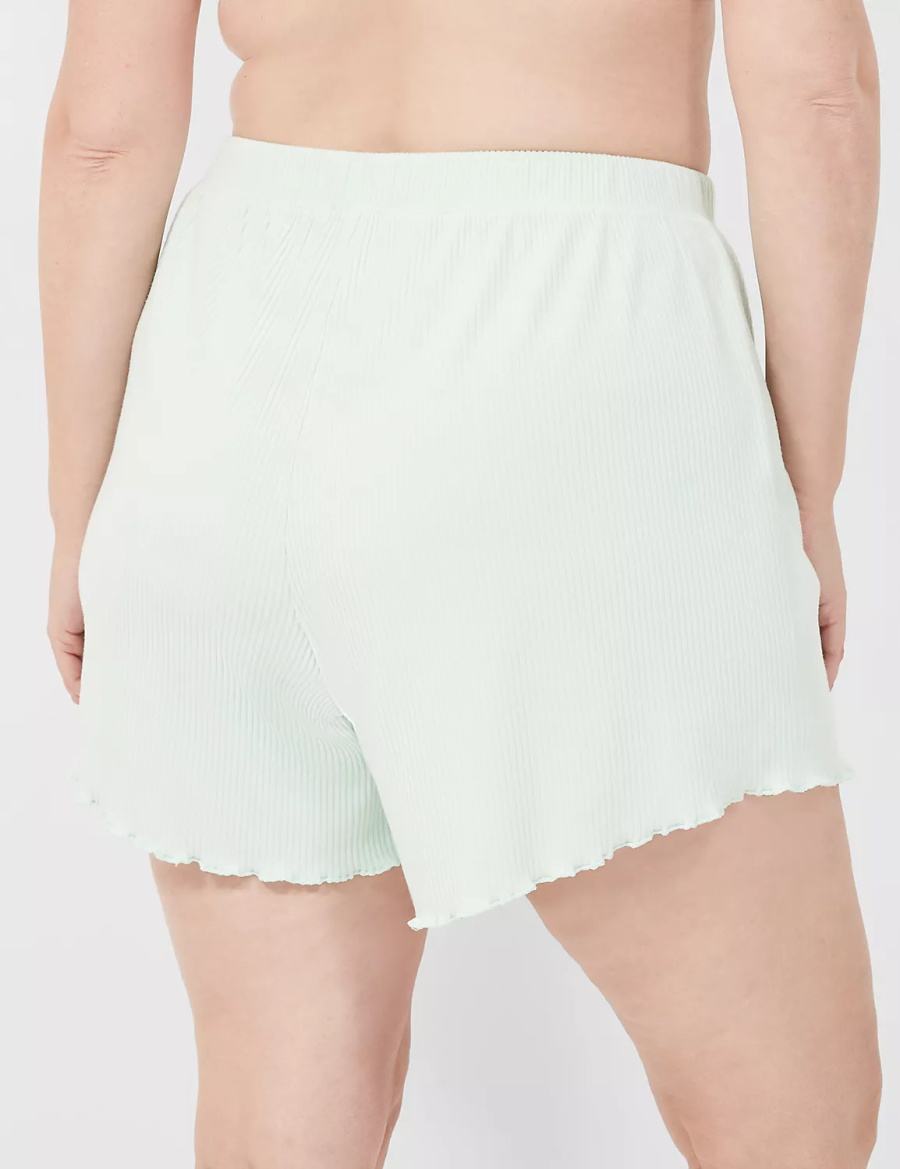 Lane Bryant Brushed Rib Lettuce-Hem Sleep Women Shorts Light Green | PIB9546CO