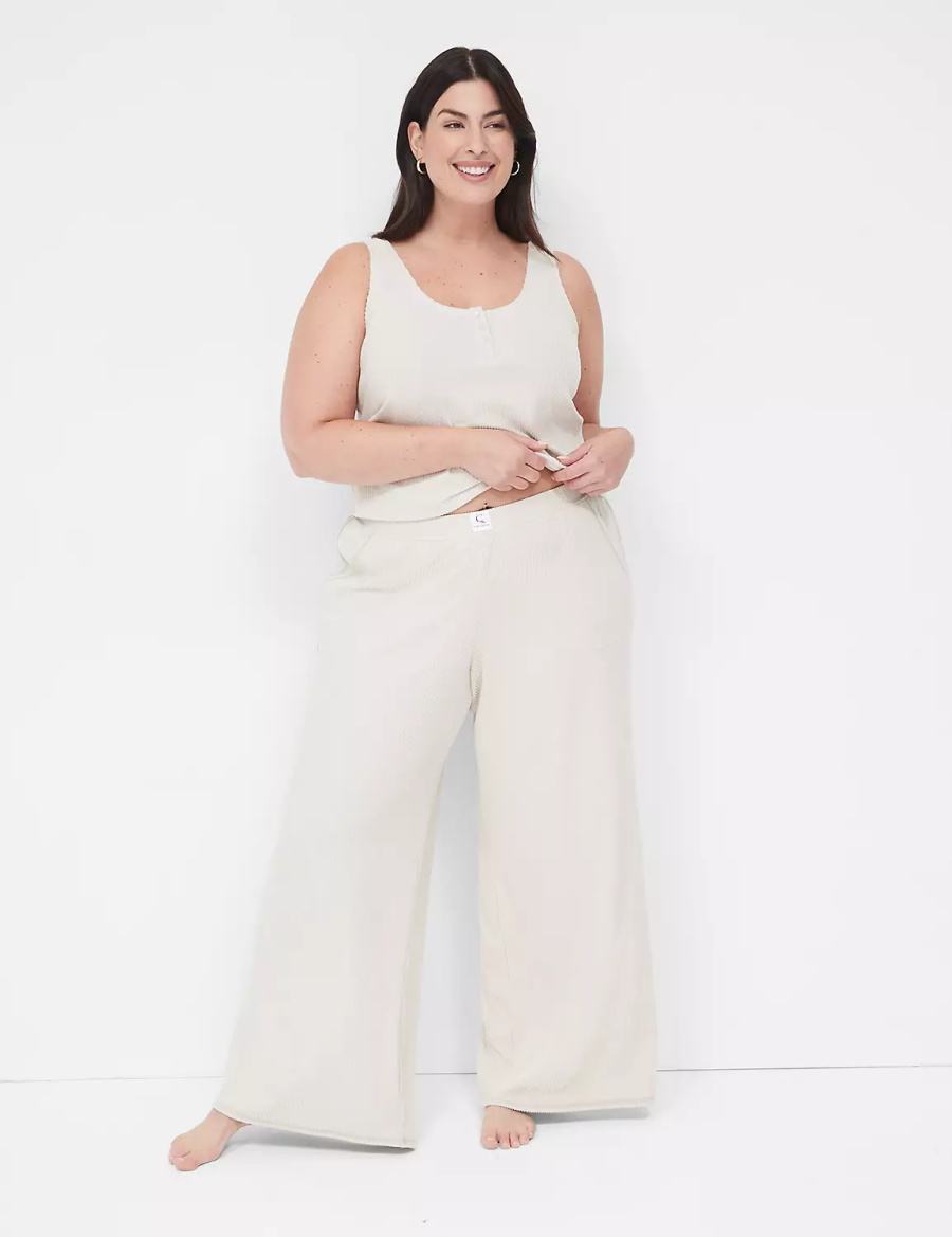 Lane Bryant Brushed Rib Wide Leg Sleep Women Pants Grey | SNZ4949DW