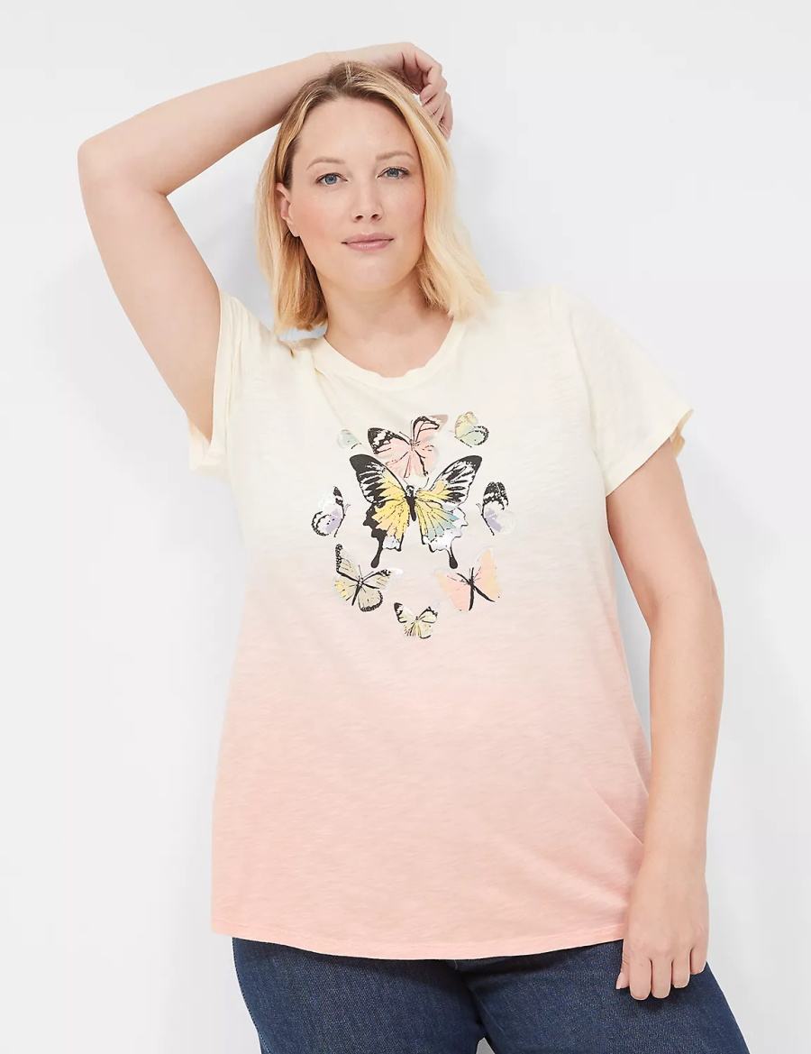 Lane Bryant Butterflies Graphic Tee Women T Shirts White Orange | CQN1337PR