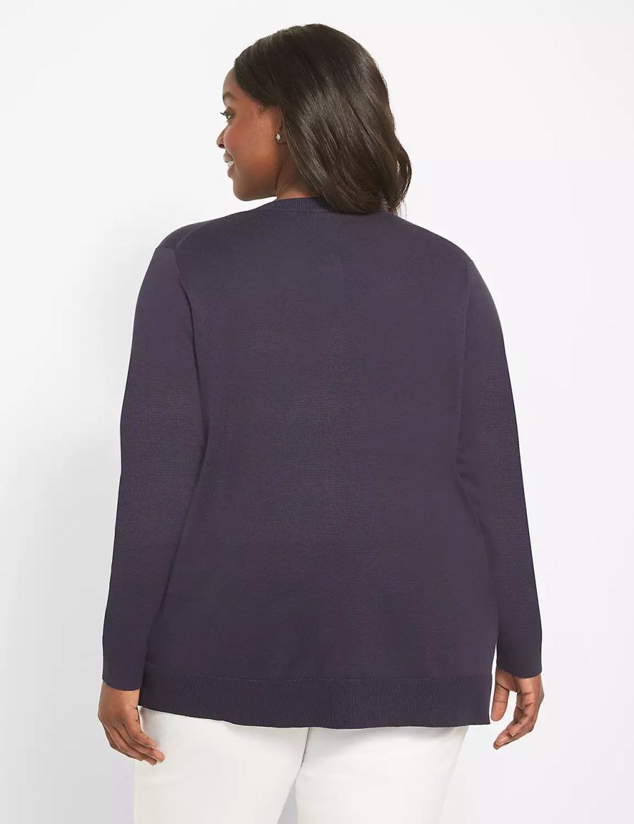 Lane Bryant Button-Front Women Cardigan Blue | OTR4792YJ