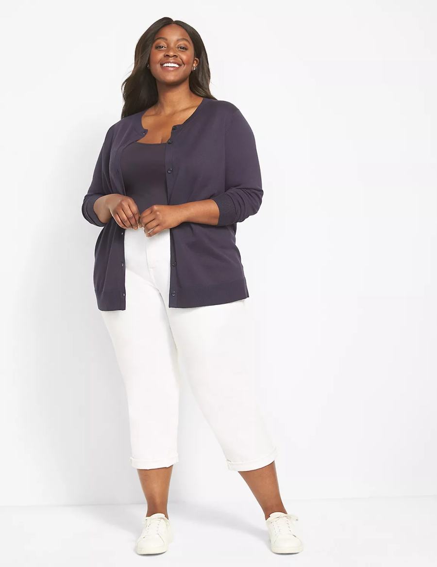 Lane Bryant Button-Front Women Cardigan Blue | OTR4792YJ